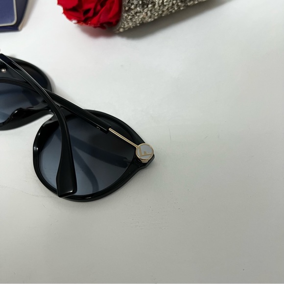 Authentic Fendi 56mm Round Sunglasses - Black W/ Grey Blue Shades - New W/ Case